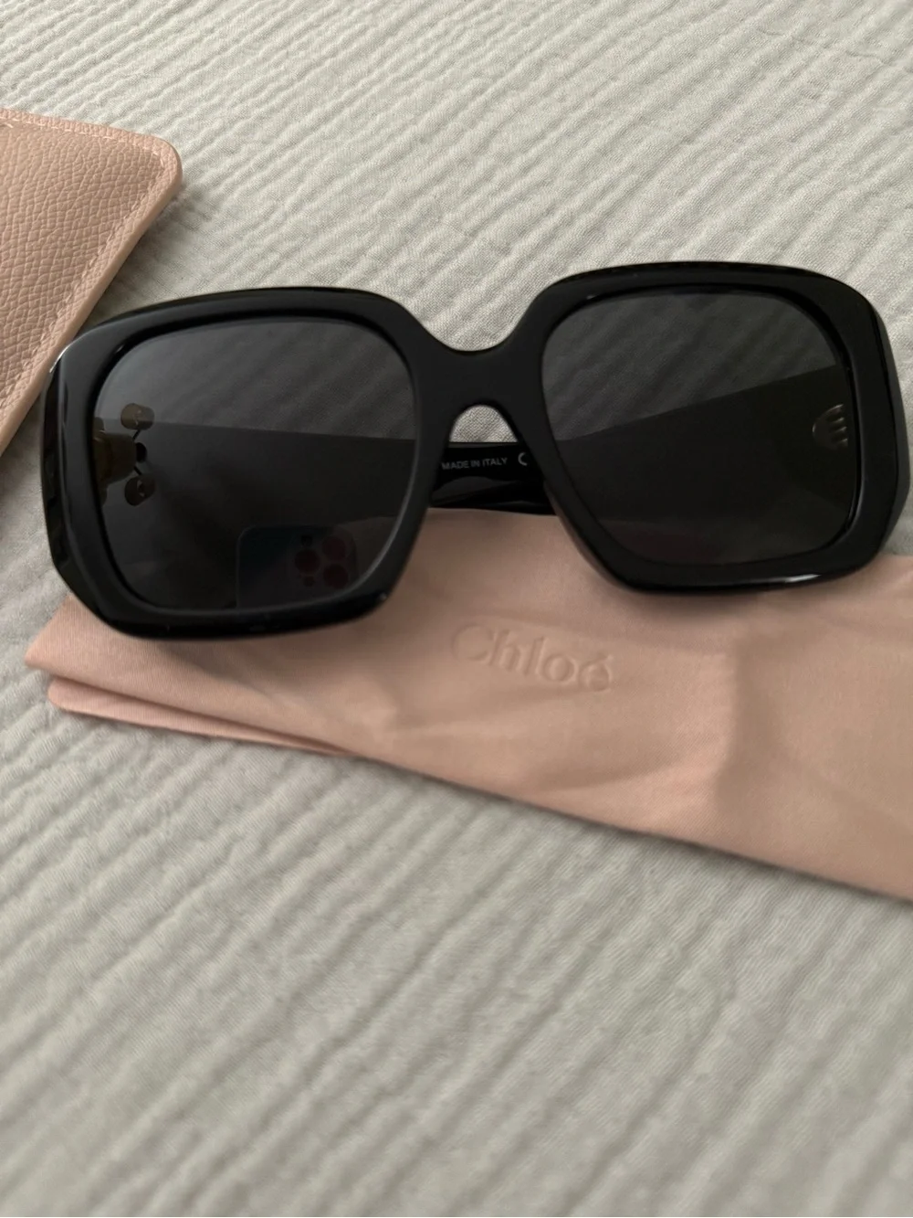 Chloé 54mm Square Sunglasses BLACK NWOT w case and cleaning cloth